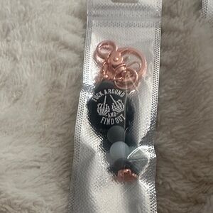 Black Beaded Keychain with Rose Gold Hardware